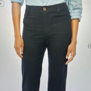 New J. Crew Factory 33W/30L Black, Wide-Leg Lizzie High-Rise Patch-Pocket Pants.